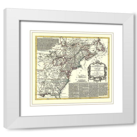 North America with Virginia Colonies White Modern Wood Framed Art Print with Double Matting by D''Anville