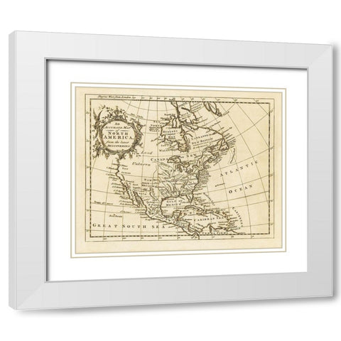 North America from the Latest Discoveries - 1750 White Modern Wood Framed Art Print with Double Matting by Unknown