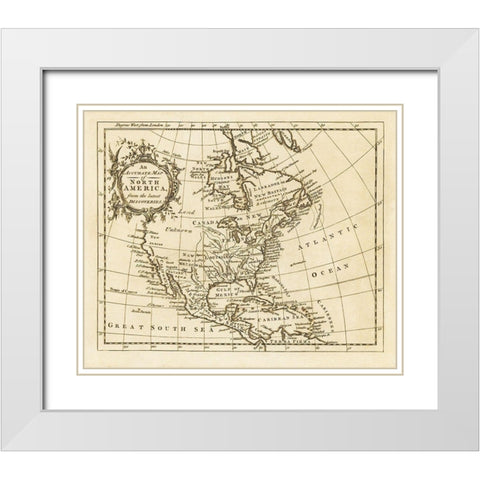 North America from the Latest Discoveries - 1750 White Modern Wood Framed Art Print with Double Matting by Unknown