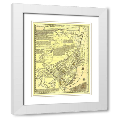 Pennsylvania New York New Jersey Delaware Counties White Modern Wood Framed Art Print with Double Matting by Evans