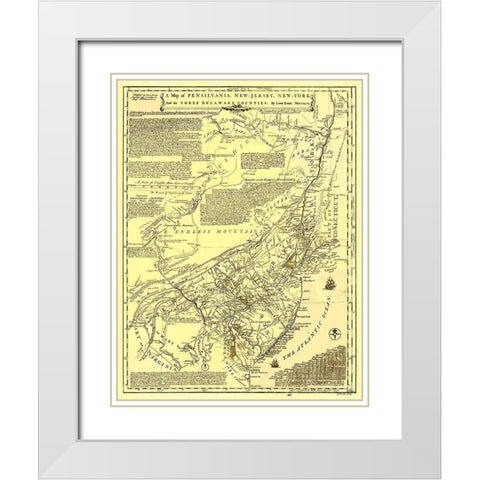 Pennsylvania New York New Jersey Delaware Counties White Modern Wood Framed Art Print with Double Matting by Evans
