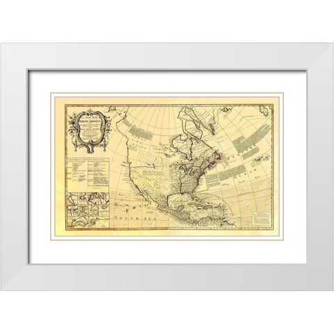 North America with West India Islands White Modern Wood Framed Art Print with Double Matting by D''Anville