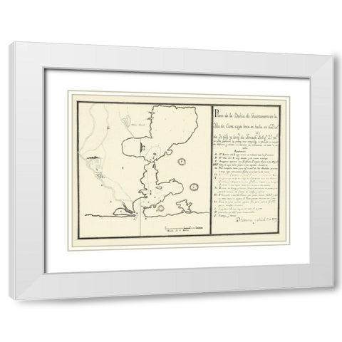 Plan of Guantanamo Bay On the Island of Cuba 1751 White Modern Wood Framed Art Print with Double Matting by Unknown