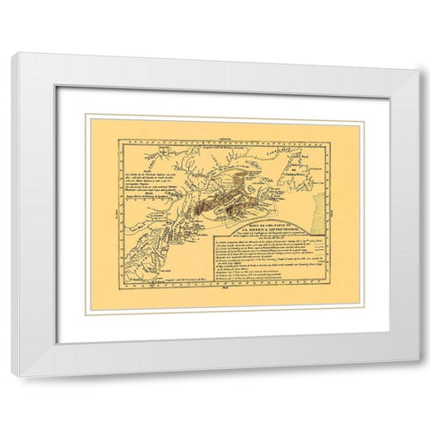 North America Septentrional - 1750 White Modern Wood Framed Art Print with Double Matting by Unknown