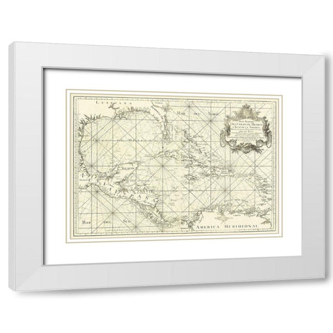 Gulf of Mexico and Islands of America 1755 White Modern Wood Framed Art Print with Double Matting by Unknown