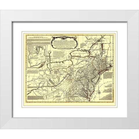 Middle British Colonies in America - Evans 1771 White Modern Wood Framed Art Print with Double Matting by Evans