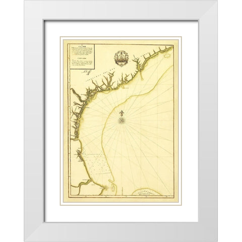 South Carolina Cape Canaveral Coast - Linares 1756 White Modern Wood Framed Art Print with Double Matting by Linares