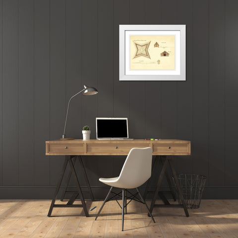Fort Pownal at Penobscot - 1759 White Modern Wood Framed Art Print with Double Matting by Unknown