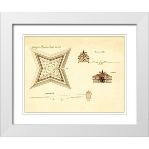Fort Pownal at Penobscot - 1759 White Modern Wood Framed Art Print with Double Matting by Unknown