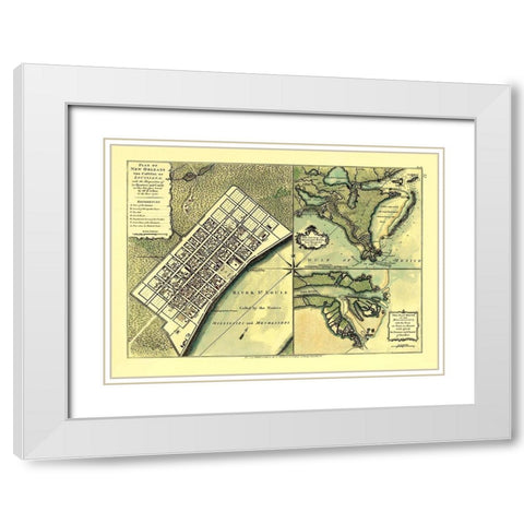 New Orleans Louisiana - Jefferys 1720 White Modern Wood Framed Art Print with Double Matting by Jefferys