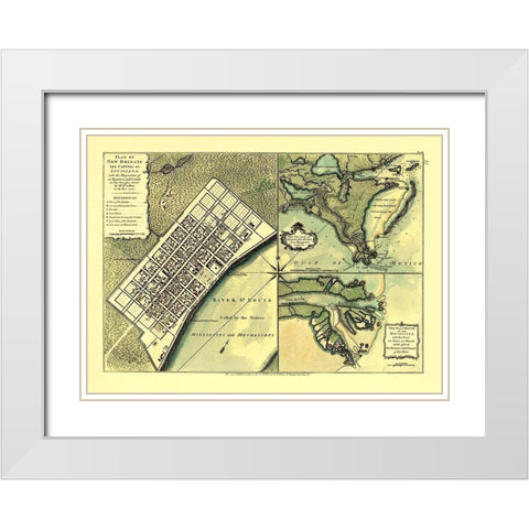 New Orleans Louisiana - Jefferys 1720 White Modern Wood Framed Art Print with Double Matting by Jefferys