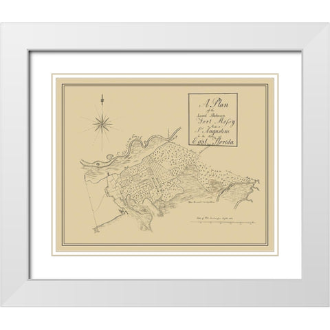 Plan Fort Mossy St Augustine Florida - Roworth White Modern Wood Framed Art Print with Double Matting by Roworth