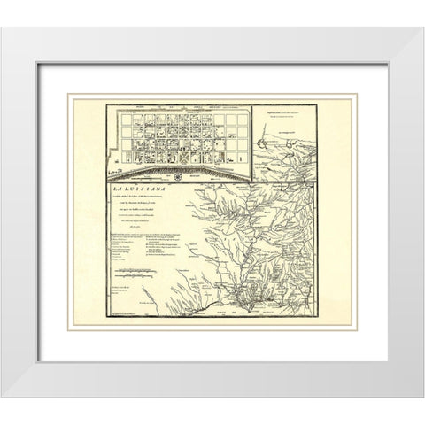 Louisiana with New Orleans - Madrid 1762 White Modern Wood Framed Art Print with Double Matting by Madrid