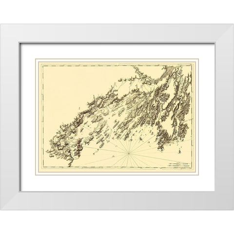 Salter Island to Portland Head - Des Barres 1770 White Modern Wood Framed Art Print with Double Matting by Des Barres