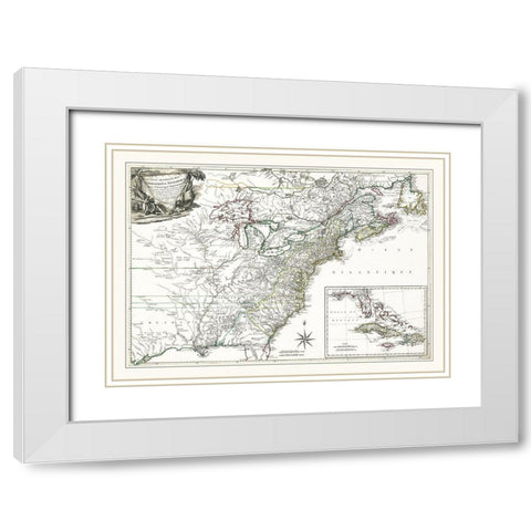 English Possessions in North America - 1763 White Modern Wood Framed Art Print with Double Matting by Unknown