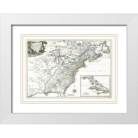 English Possessions in North America - 1763 White Modern Wood Framed Art Print with Double Matting by Unknown
