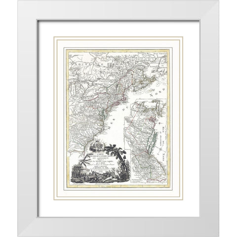 Seat of War in America - 1779 White Modern Wood Framed Art Print with Double Matting by Basset