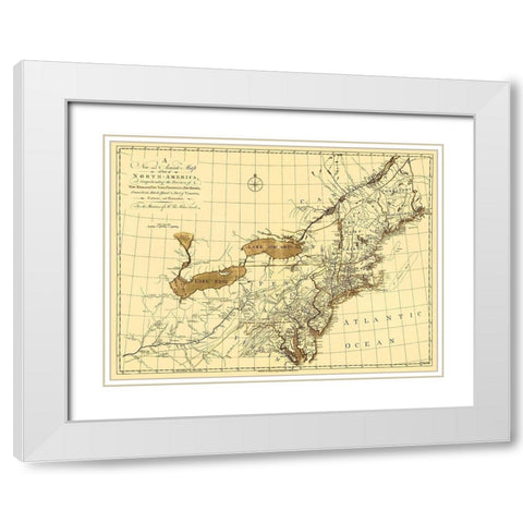 North America with New England - Gibson 1771 White Modern Wood Framed Art Print with Double Matting by Gibson