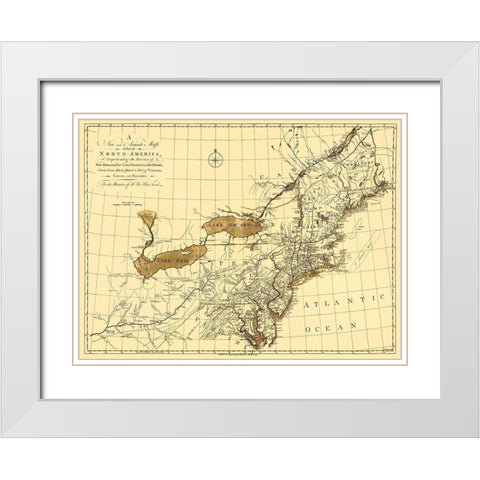 North America with New England - Gibson 1771 White Modern Wood Framed Art Print with Double Matting by Gibson