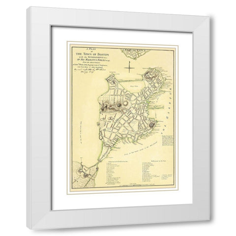 Boston Intrenchments His Majestys Forces White Modern Wood Framed Art Print with Double Matting by Page