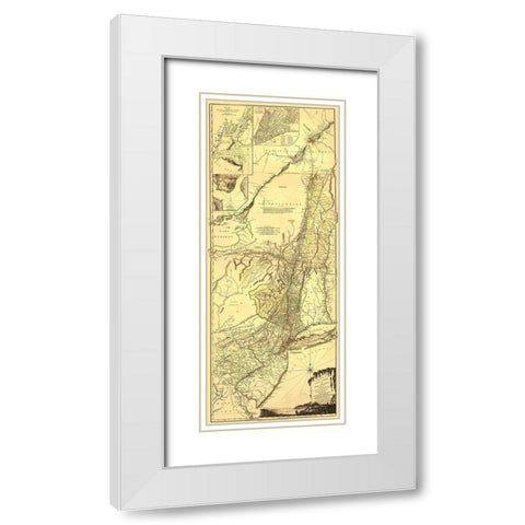 Provinces of New York New Jersey - Pownall 1776 White Modern Wood Framed Art Print with Double Matting by Pownall