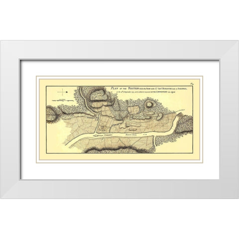 Position Burgoyne Took at Saratoga - 1777 White Modern Wood Framed Art Print with Double Matting by Unknown