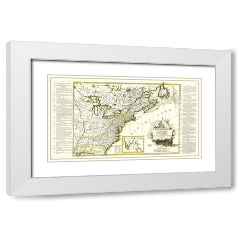 United States of America - Lattre 1784 White Modern Wood Framed Art Print with Double Matting by Lattre