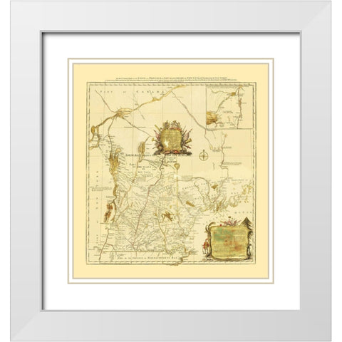 New Hampshire in New England - Blanchard 1783 White Modern Wood Framed Art Print with Double Matting by Blanchard
