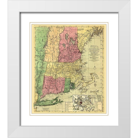 Inhabited Part of New England - Bowles 1780 White Modern Wood Framed Art Print with Double Matting by Bowles