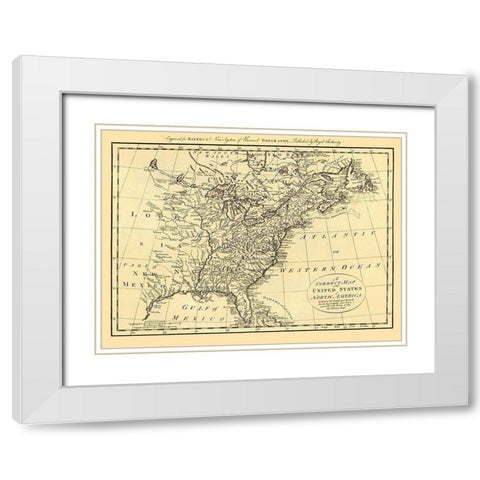 United States of North America - Bowen 1784 White Modern Wood Framed Art Print with Double Matting by Bowen