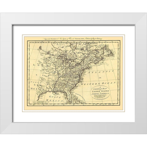 United States of North America - Bowen 1784 White Modern Wood Framed Art Print with Double Matting by Bowen