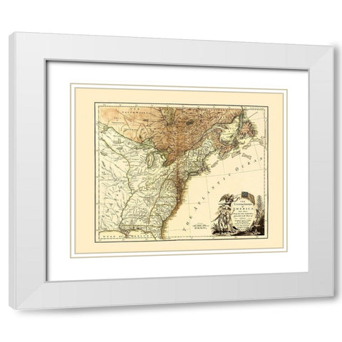 United States of America - Wallis 1783 White Modern Wood Framed Art Print with Double Matting by Wallis