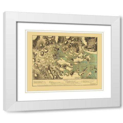 Boston Harbor Massachusetts - Beaurain 1776 White Modern Wood Framed Art Print with Double Matting by Beaurain