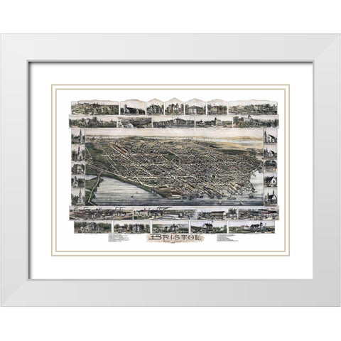 Bristol Rhode Island - Bailey 1891 White Modern Wood Framed Art Print with Double Matting by Bailey