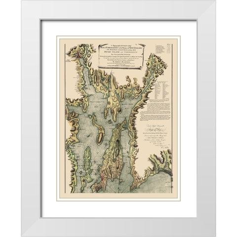 Narragansett Bay - Blaskowitz 1777 White Modern Wood Framed Art Print with Double Matting by Blaskowitz