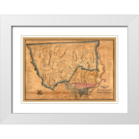 North Providence Rhode Island - Cushing 1835 White Modern Wood Framed Art Print with Double Matting by Cushing