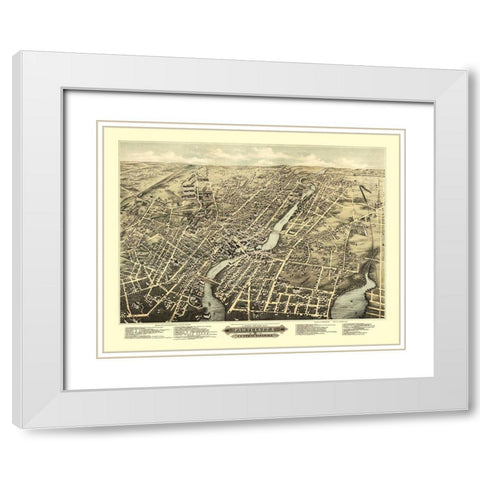 Pawtucket Central Falls Rhode Island - Vogt 1877 White Modern Wood Framed Art Print with Double Matting by Vogt