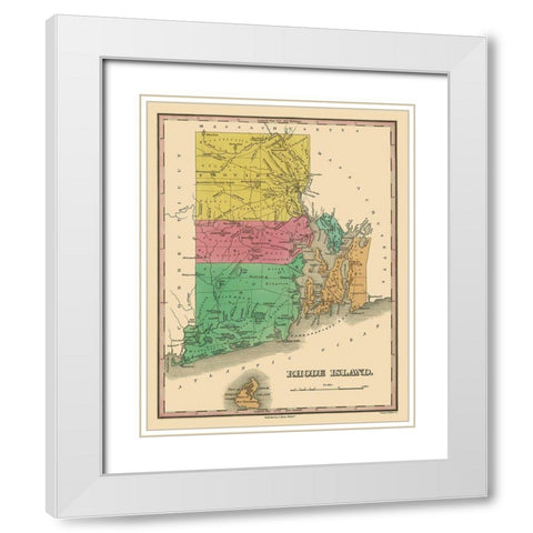Rhode Island - Finley 1831 White Modern Wood Framed Art Print with Double Matting by Finley