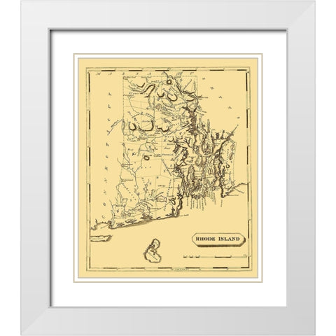 Rhode Island - Arrowsmith 1808 White Modern Wood Framed Art Print with Double Matting by Arrowsmith