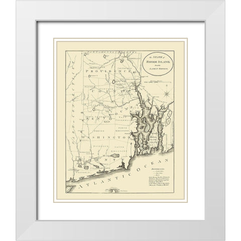 Rhode Island - Reid 1796 White Modern Wood Framed Art Print with Double Matting by Reid