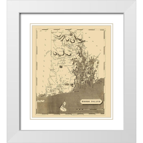 Rhode Island - Arrowsmith 1809 White Modern Wood Framed Art Print with Double Matting by Arrowsmith