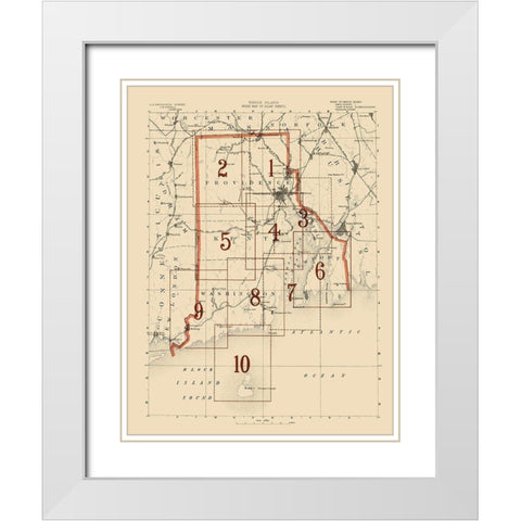 Rhode Island Rhode Island Index Sheet - USGS 1891 White Modern Wood Framed Art Print with Double Matting by USGS