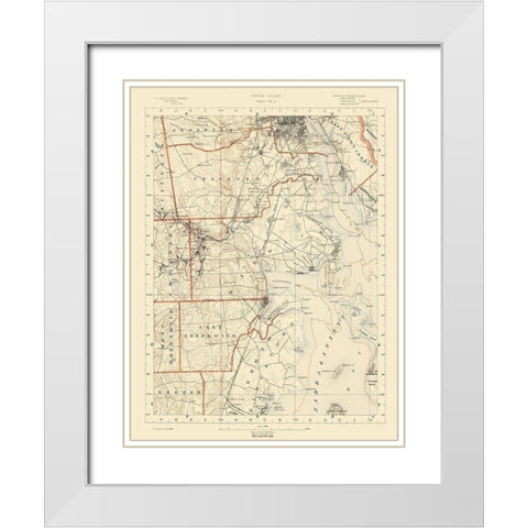 Rhode Island 4 of 10 Sheet - USGS 1891 White Modern Wood Framed Art Print with Double Matting by USGS