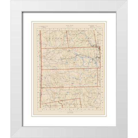Rhode Island 5 of 10 Sheet - USGS 1891 White Modern Wood Framed Art Print with Double Matting by USGS