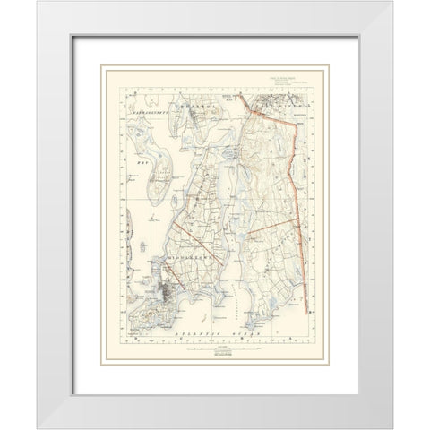 Rhode Island 6 of 10 Sheet - USGS 1891 White Modern Wood Framed Art Print with Double Matting by USGS