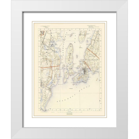 Rhode Island 7 of 10 Sheet - USGS 1891 White Modern Wood Framed Art Print with Double Matting by USGS