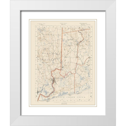 Rhode Island 9 of 10 Sheet - USGS 1891 White Modern Wood Framed Art Print with Double Matting by USGS