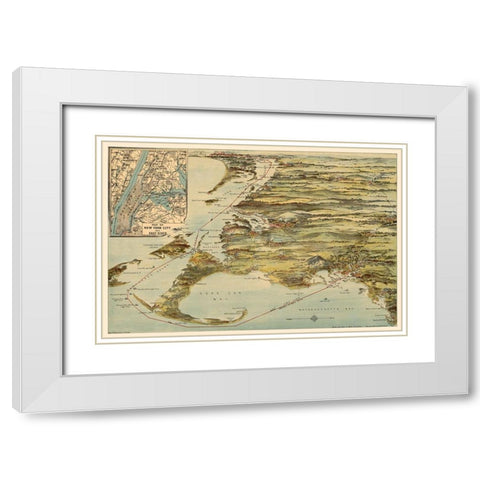 Rhode Island - Walker 1905 White Modern Wood Framed Art Print with Double Matting by Walker
