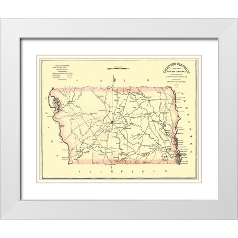 Chester South Carolina Landowner - Mills 1825 White Modern Wood Framed Art Print with Double Matting by Mills