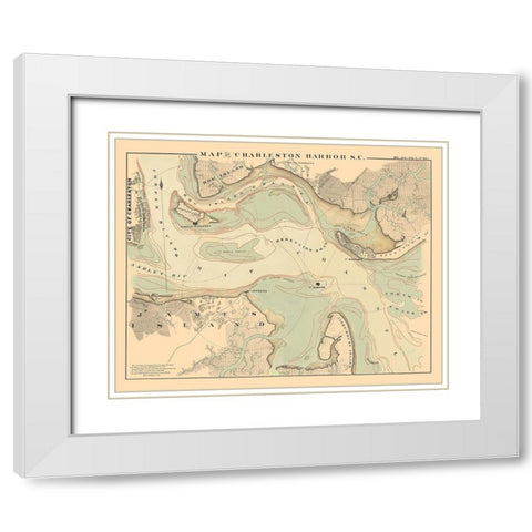 Charleston Harbor - Bowen 1860 White Modern Wood Framed Art Print with Double Matting by Bowen